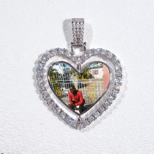 3D Spinning 2-Faced Heart Custom Picture Pendant
