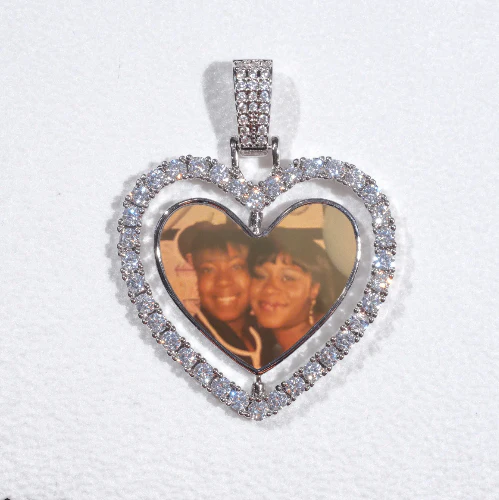 3D Spinning 2-Faced Heart Custom Picture Pendant