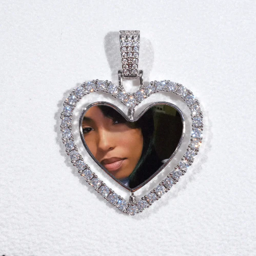 3D Spinning 2-Faced Heart Custom Picture Pendant
