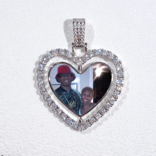 3D Spinning 2-Faced Heart Custom Picture Pendant
