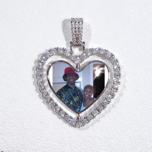 3D Spinning 2-Faced Heart Custom Picture Pendant