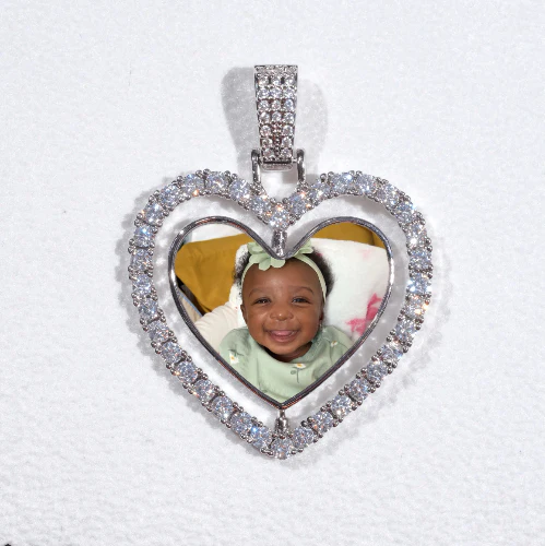3D Spinning 2-Faced Heart Custom Picture Pendant