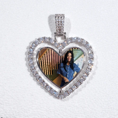 3D Spinning 2-Faced Heart Custom Picture Pendant