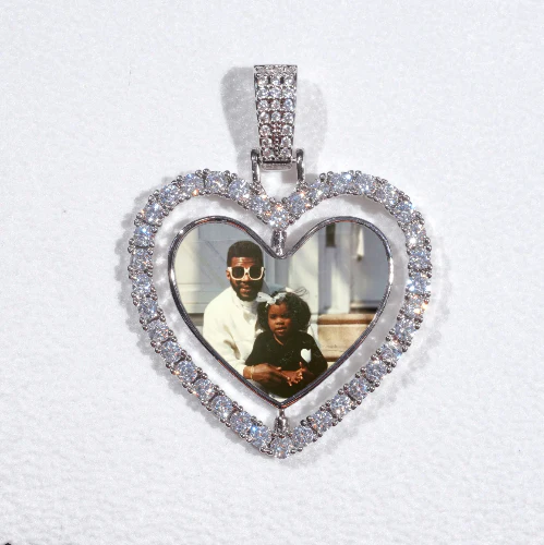 3D Spinning 2-Faced Heart Custom Picture Pendant