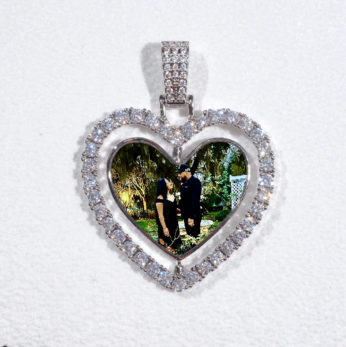 3D Spinning 2-Faced Heart Custom Picture Pendant