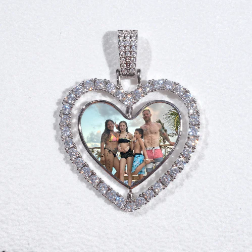 3D Spinning 2-Faced Heart Custom Picture Pendant
