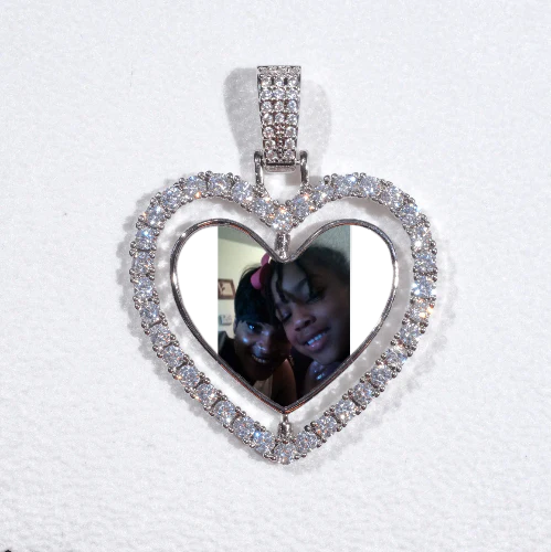 3D Spinning 2-Faced Heart Custom Picture Pendant
