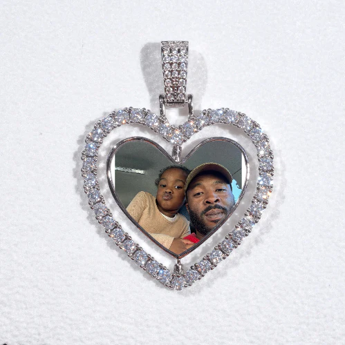3D Spinning 2-Faced Heart Custom Picture Pendant