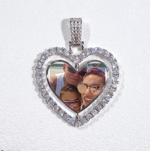 3D Spinning 2-Faced Heart Custom Picture Pendant