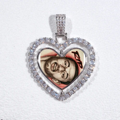 3D Spinning 2-Faced Heart Custom Picture Pendant