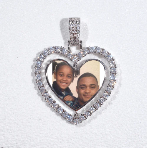 3D Spinning 2-Faced Heart Custom Picture Pendant