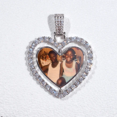 3D Spinning 2-Faced Heart Custom Picture Pendant