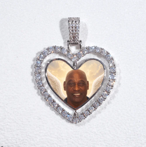 3D Spinning 2-Faced Heart Custom Picture Pendant