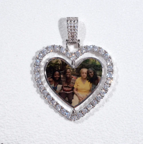 3D Spinning 2-Faced Heart Custom Picture Pendant