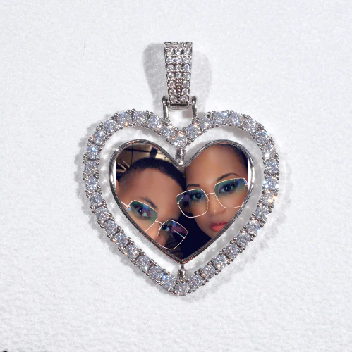3D Spinning 2-Faced Heart Custom Picture Pendant