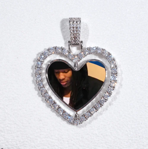 3D Spinning 2-Faced Heart Custom Picture Pendant