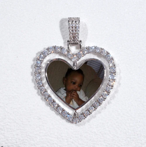 3D Spinning 2-Faced Heart Custom Picture Pendant