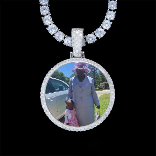 925S & VVS Moissanite 3D Circle Custom Picture Pendant