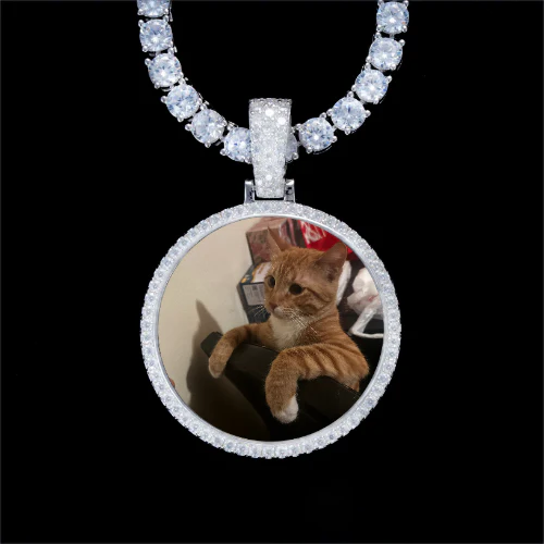 925S & VVS Moissanite 3D Circle Custom Picture Pendant