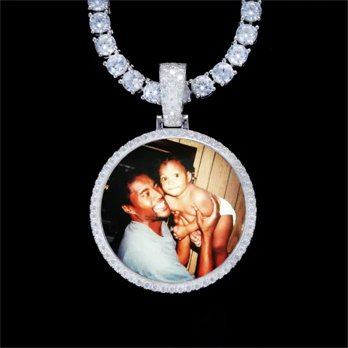 925S & VVS Moissanite 3D Circle Custom Picture Pendant