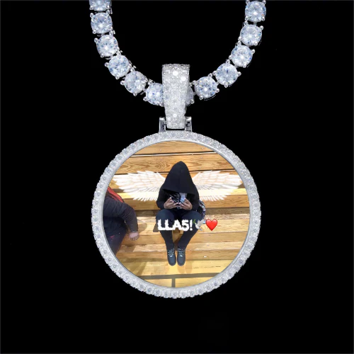 925S & VVS Moissanite 3D Circle Custom Picture Pendant