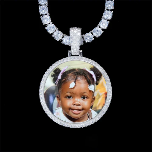 925S & VVS Moissanite 3D Circle Custom Picture Pendant