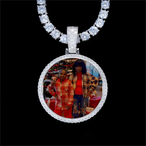 925S & VVS Moissanite 3D Circle Custom Picture Pendant