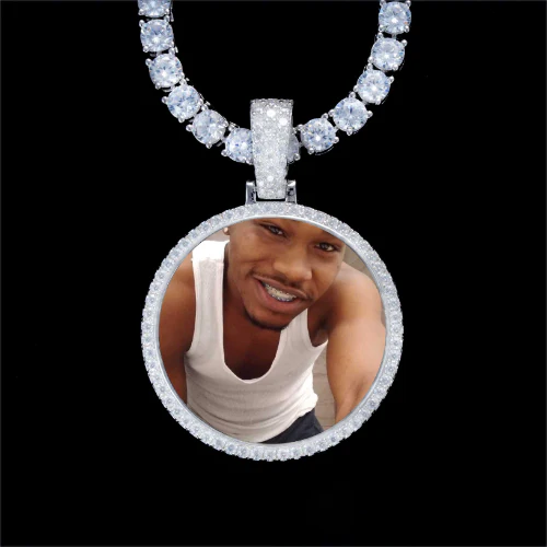 925S & VVS Moissanite 3D Circle Custom Picture Pendant