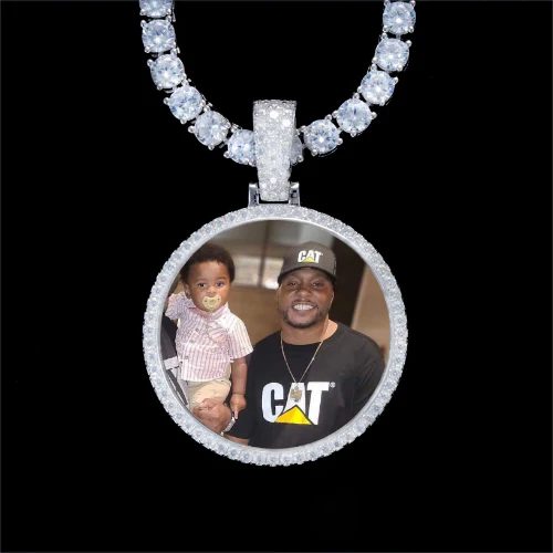 925S & VVS Moissanite 3D Circle Custom Picture Pendant