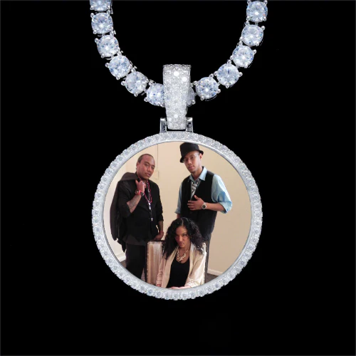 925S & VVS Moissanite 3D Circle Custom Picture Pendant