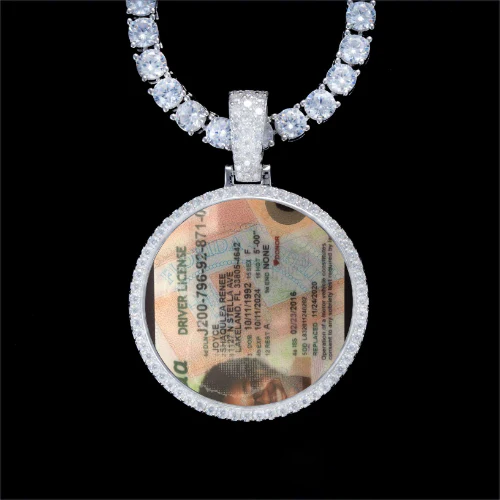 925S & VVS Moissanite 3D Circle Custom Picture Pendant
