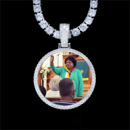 925S & VVS Moissanite 3D Circle Custom Picture Pendant