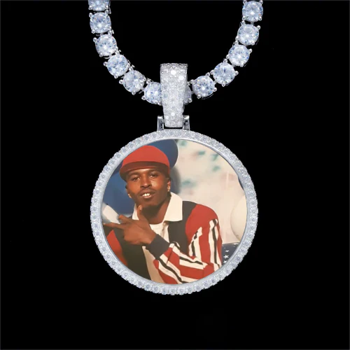 925S & VVS Moissanite 3D Circle Custom Picture Pendant