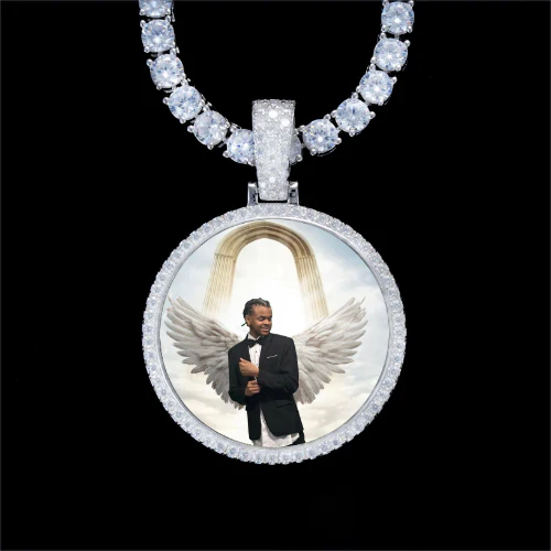 925S & VVS Moissanite 3D Circle Custom Picture Pendant