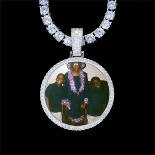 925S & VVS Moissanite 3D Circle Custom Picture Pendant