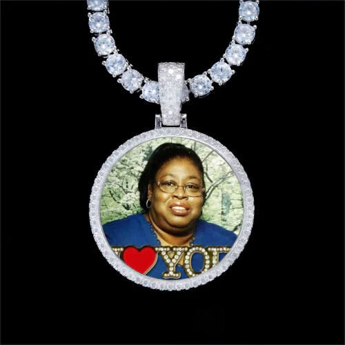 925S & VVS Moissanite 3D Circle Custom Picture Pendant