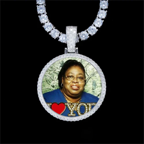 925S & VVS Moissanite 3D Circle Custom Picture Pendant