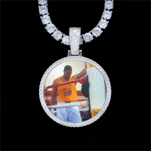 925S & VVS Moissanite 3D Circle Custom Picture Pendant