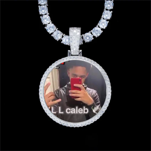 925S & VVS Moissanite 3D Circle Custom Picture Pendant