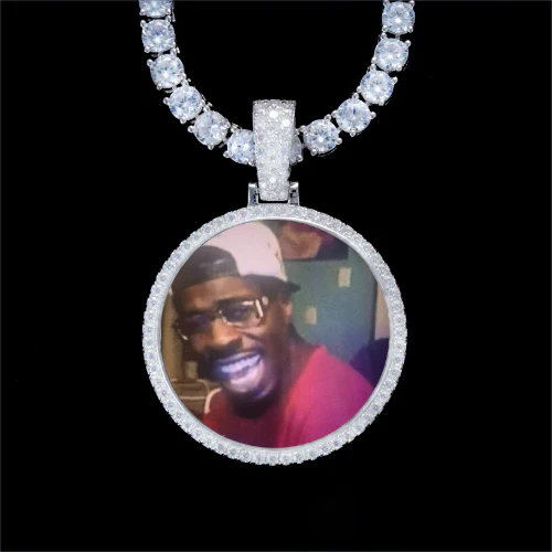 925S & VVS Moissanite 3D Circle Custom Picture Pendant