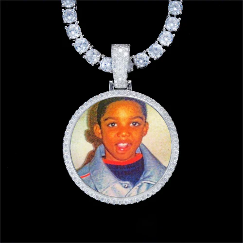 925S & VVS Moissanite 3D Circle Custom Picture Pendant