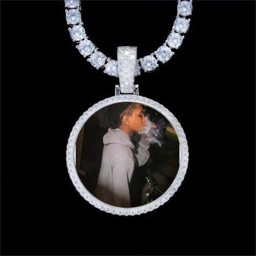925S & VVS Moissanite 3D Circle Custom Picture Pendant