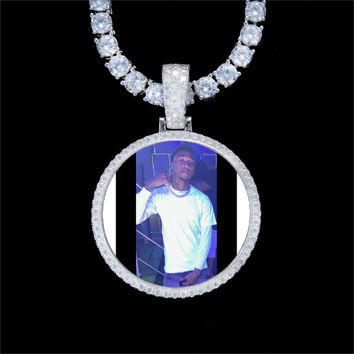 925S & VVS Moissanite 3D Circle Custom Picture Pendant