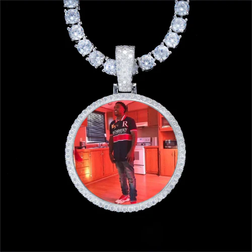 925S & VVS Moissanite 3D Circle Custom Picture Pendant