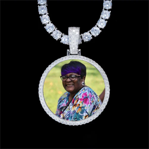 925S & VVS Moissanite 3D Circle Custom Picture Pendant