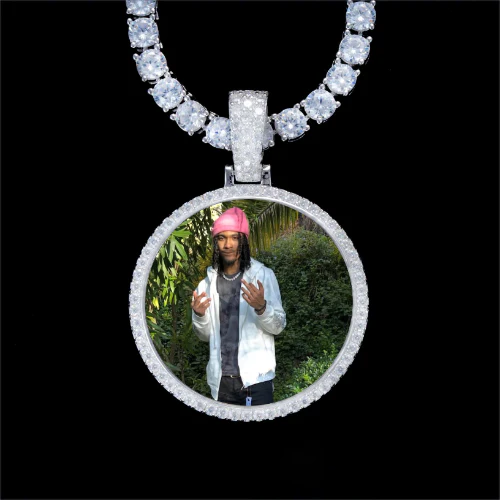 925S & VVS Moissanite 3D Circle Custom Picture Pendant