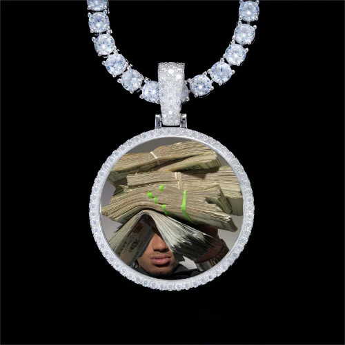 925S & VVS Moissanite 3D Circle Custom Picture Pendant