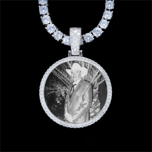 925S & VVS Moissanite 3D Circle Custom Picture Pendant