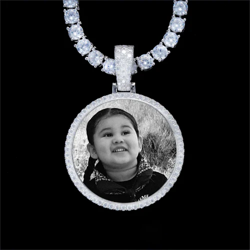 925S & VVS Moissanite 3D Circle Custom Picture Pendant