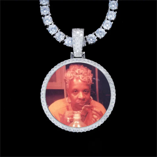 925S & VVS Moissanite 3D Circle Custom Picture Pendant